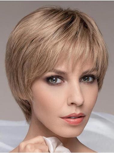 Natürliche 6 Zoll Kurzhaarperücke blond Boycut