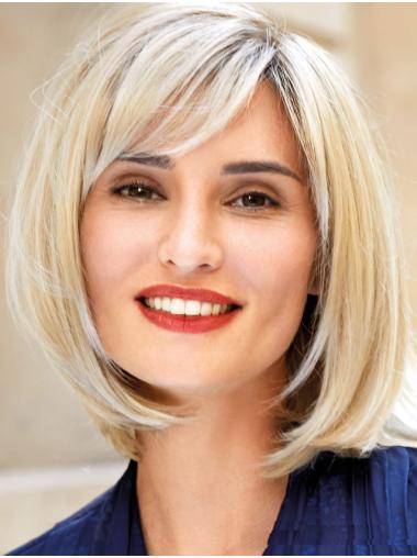 Blonde Glatte Bob Synthetikperücke Mit Lace Front Kappe Für Damen