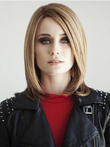 Perücken Lange Blonde Echthaarperücke Glatt