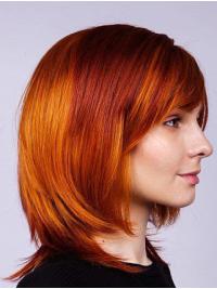 Natürliche 12" Mittellange Perücke Glatt Kappenlos