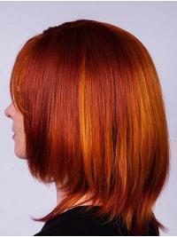 Natürliche 12" Mittellange Perücke Glatt Kappenlos