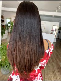 Glatte Echthaarperücke 22" Braun für Frauen Online