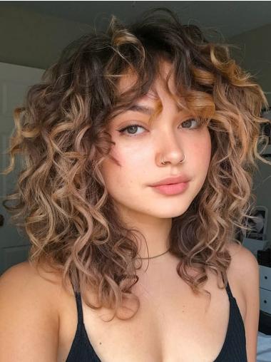 Lace Front 14 Zoll Synthetisch Ombre Perücke Zweifarbig Stufig