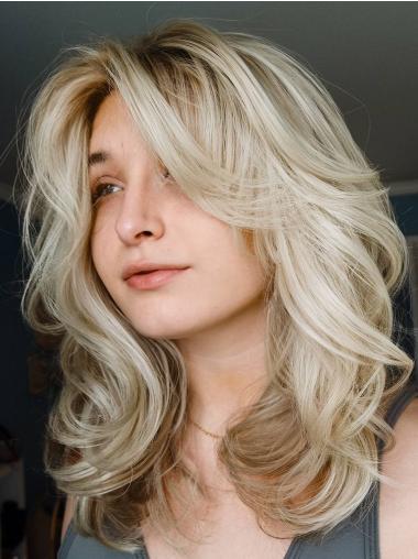 14 Zoll Schulterlange Synthetikperücke Stufig Gewellt