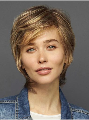 Kurze Glatte Blonde Perücke im Jungenstil aus Synthetik