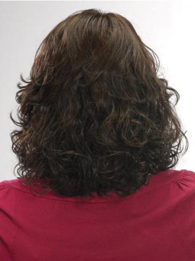 Beste Schulterlange Gewellte Braune Echthaarperücke Langer Stil