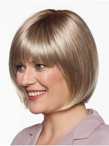 Kinnlange Glatte Blonde Bob Perücke aus Synthetikhaar