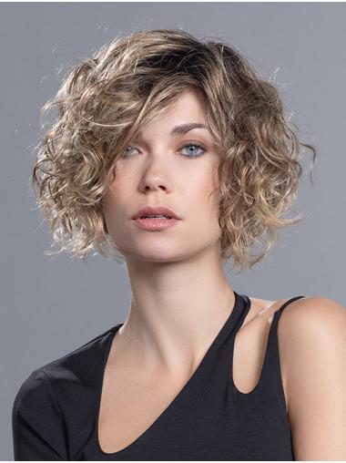 Schwarze Lockige Bob Perücke aus Echthaar Komfort und Stil