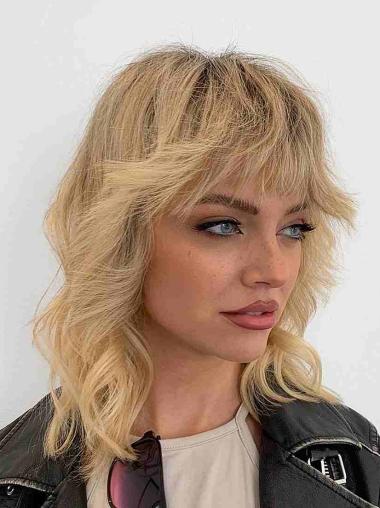 12 Zoll Blonde Damen Perücke aus Remy Echthaar Schulterlang