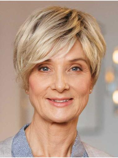 Blonde Synthetische Boycut Perücke Kurzer Glatter
