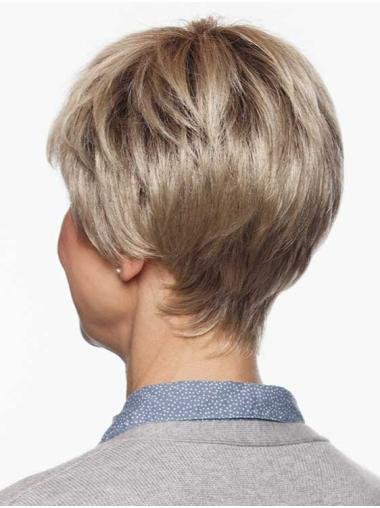 Blonde Synthetische Boycut Perücke Kurzer Glatter
