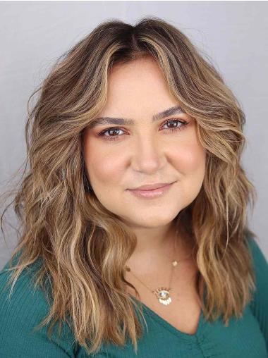 Lace Front Perücke 16" Gewelltes Echthaar mit Gestuftem