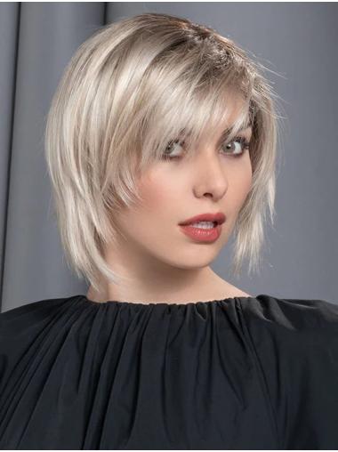 Platinblonde Monofilament Bob Perücke 10" Glatter Stil