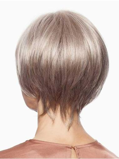 Weiße Glatte Bob Perücke Synthetik mit Lace Front