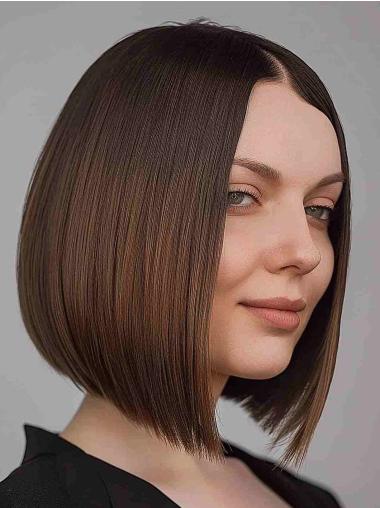 Glatte Bob Perücke 10 Zoll Remy Echthaar Lace Front