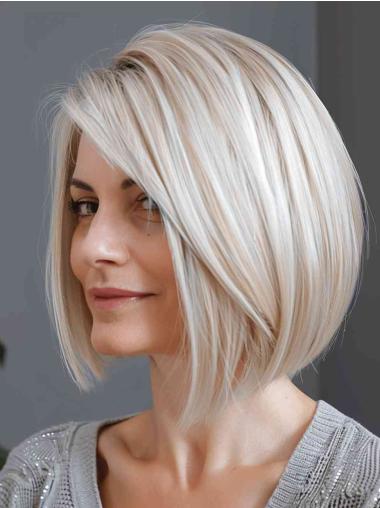 Kinnlanger Blonder Bob 10 Zoll Glatte Synthetikperücke