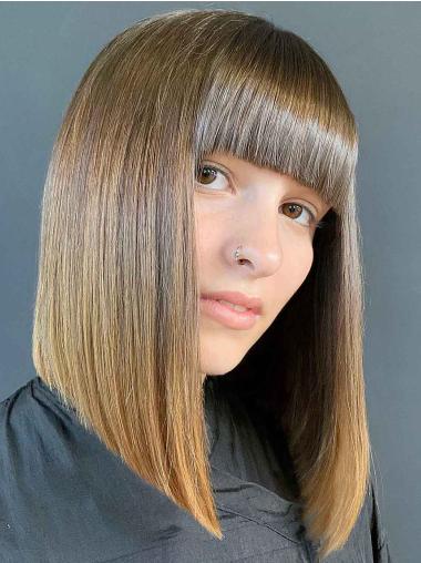 Ombre Echthaarperücke 12 Zoll Glatt Lace Front