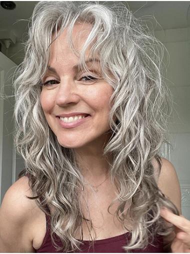 Graue Synthetikperücken Lange Gewellte für Damen