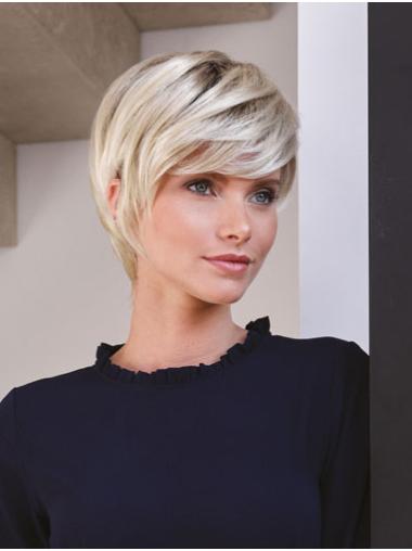 Blonde Glatte Boycut Perücke Weiches Kurzes Synthetikhaar