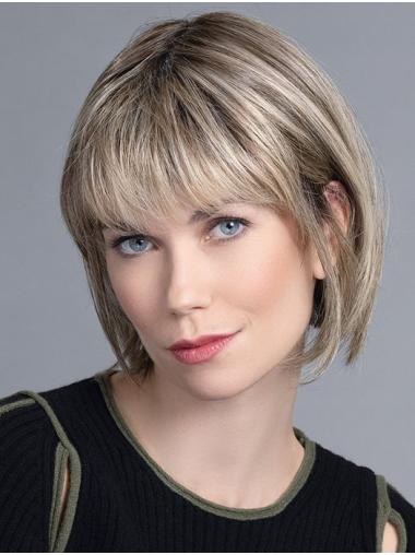 Glatte Blonde Bob Perücke 10 Zoll Klassischer Schnitt