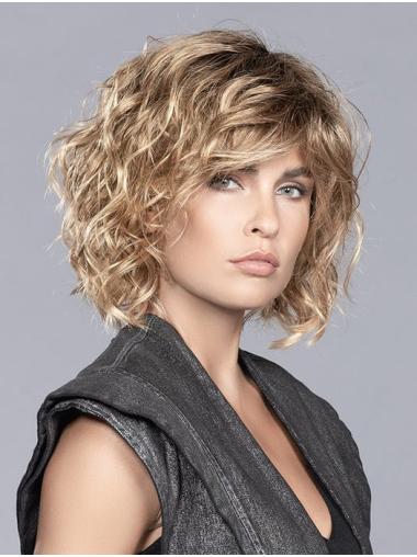 Lockige Blonde Bob Perücke 10 Zoll und Stylischer Look