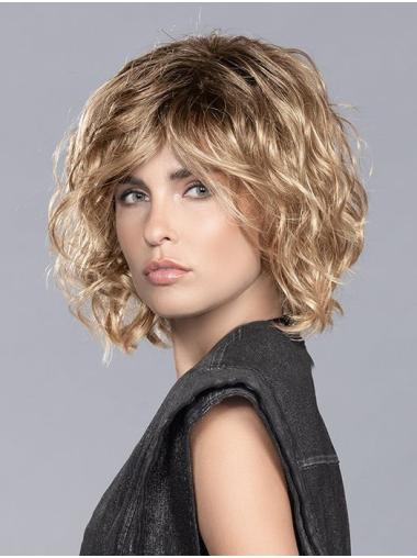 Lockige Blonde Bob Perücke 10 Zoll und Stylischer Look