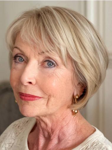 Kinnlange Bob Perücken aus Echthaar für ältere Frauen