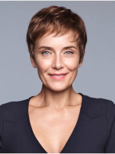 Kurze Braune Synthetikperücken Glatter Stil für Damen