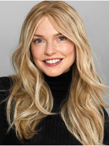 Lange Glatte Blonde Echthaar Perücke für Damen