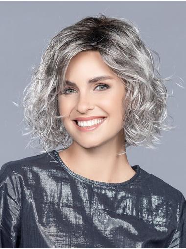 Beste Graue Locken Perücke 10 Zoll Bob Kurzstil für Damen