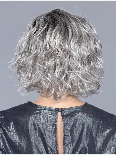 Beste Graue Locken Perücke 10 Zoll Bob Kurzstil für Damen