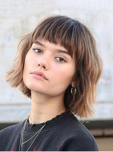 Gewellte Bob Synthetikperücke für Damen 10 Zoll Kurzstil