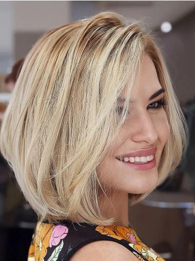 Blonde Bob Perücke Schulterlang Glattes Remy Echthaar