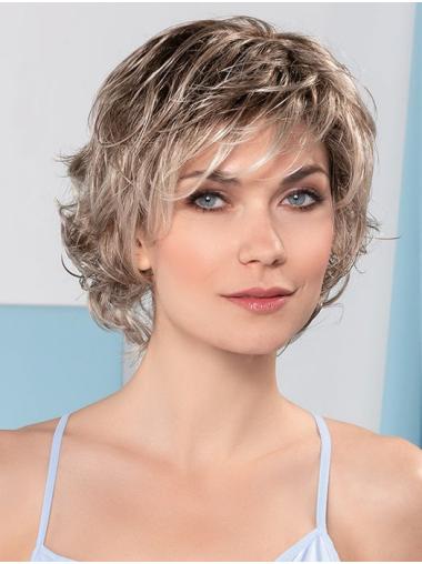 Blonde Gewellte Bob Synthetikperücke Kurzer Stil für Damen