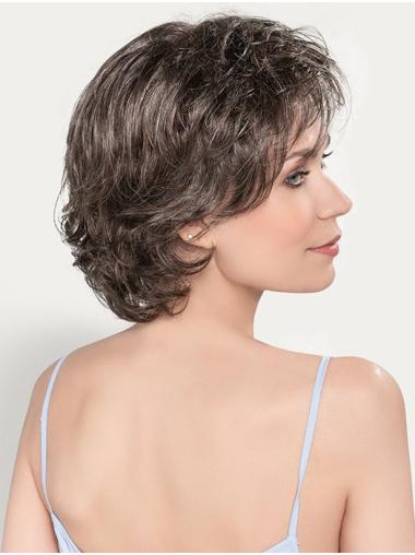 Gewellte Bob Perücke 10 Zoll Kurzes Echthaar für Damen