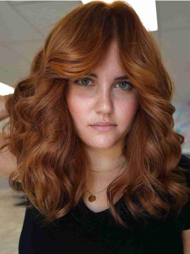 Lange 16 Zoll Perücke Kupferfarbene Gestufte Wellen für Natürlichen