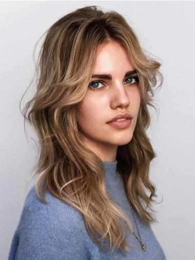 Lange Glatte Perücke Lace Front Gestufter Synthetikstil