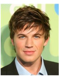 Braune Kurze 6 Zoll Synthetik Herrenperücke Glatt Natürlicher