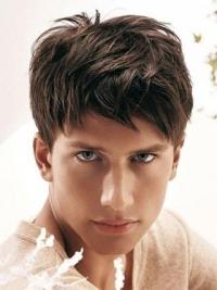 Herren Synthetikperücke 4" Kurz Glatt Braun Capless