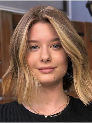 Premium 12" Kinnlange Lace Front Bob Perücke Echthaar