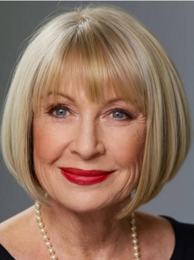 Glatte Blonde Bob Perücke Synthetisches Haar Für Damen