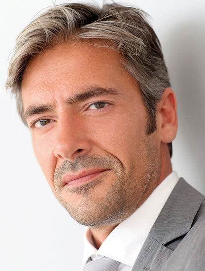 Glatte Weiße Herrenperücke Synthetisch Lace Front