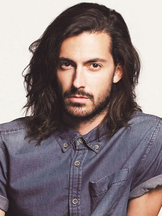 Herrenperücke Remy Echthaar mit Lace Front Schwarz