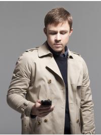 Braune Glatte Herrenperücke aus Synthetik Capless