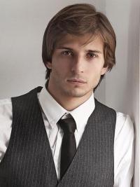 Glatte Braune Herrenperücke Natürlicher Look