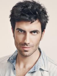 Kurze Glatte Schwarze Perücke mit Pony Remy Echthaar