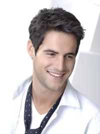 Kurze Schwarze Glatte Herrenperücke aus Synthetik