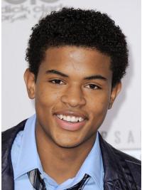 Kurze Schwarze Lockige Herrenperücke aus Remy Echthaar