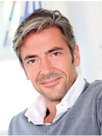 Herrenperücke mit Monofilament Grau Synthetikhaar