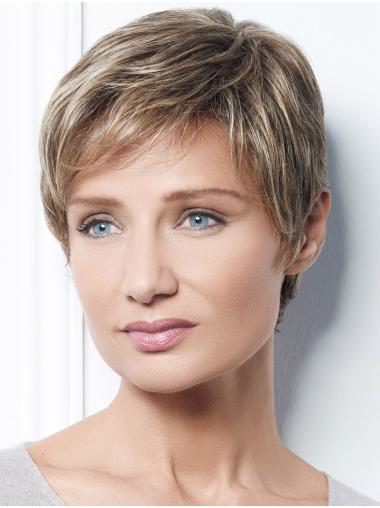 Blonde Synthetische Glatte Boycut Damenperücke Kurz